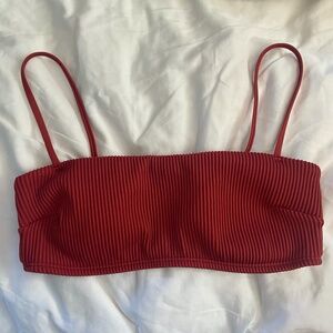 Hollister Co. Red/Burgundy Ribbed Swimsuit Bikini Top